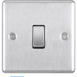 BG 10Ax Screwed Raised Plate Single Switch 2 Way Brushed Steel