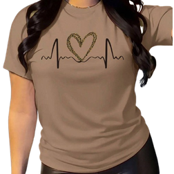 Shein Enkel tryckt rundhalsad kortrmad sommarTshirt fr kvinnor