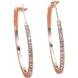 Shein 1pair Classic Fashionable Circle & Rhinestone Detail Round Hoop Earrings For Women's Casual, Holiday, Party and Night Out
