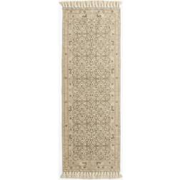 H&M Fringed Patterned Rug 70 x 200 cm Green, Beige 70x200cm