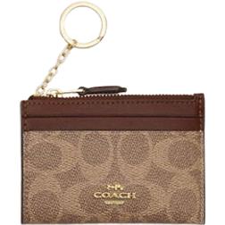 Coach Mini Skinny Id Case In Signature Canvas - Brown