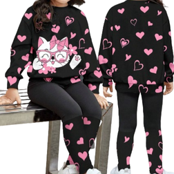 Shein Young Girl Casual Crew Neck Long Sleeve Sweatshirt And Leggings Set - Autumn/Winter