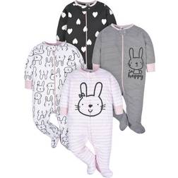 Gerber Baby Sleep 'n Play Footed Pajamas 4-pack - Bunny Smiley