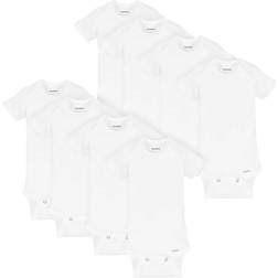 Gerber Baby 8-Pack Short Sleeve Onesies Bodysuits, Solid White, Months