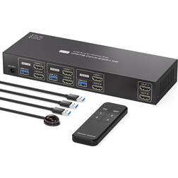 Nordic HDMI KVM-Switch 3 Datorer 2 Skärmar 4K 60Hz