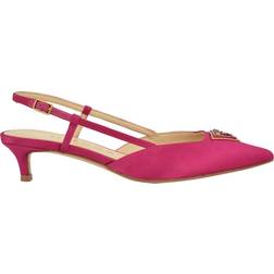 Guess Women's Jesson Pointed Slingback Kitten Heel Mules Pink Satin