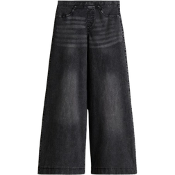 H&M Wide Denim-Look Trousers - Black