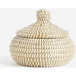 H&M Small Lidded Storage - Beige Basket 19.5cm 19.5cm