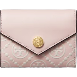 Tory Burch T Monogram Contrast Embossed Small Envelope Wallet - Powder Pink/New Cream
