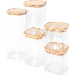 Olsen Home Glass Storage Bins With Bamboo Lids - 5 Pack Kitchen Container 5pcs