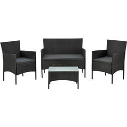 Juskys Fort Myers - Black Outdoor Lounge Set, 1 Table incl. 2 Chairs & 1 Sofas