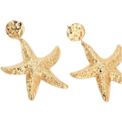 Shein 1pair Boho Textured Starfish Drop Earrings For Women For Gift