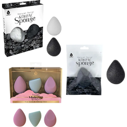 Pursonic Skin Beauty Essentials Bundle Konjac Sponge Duo Bamboo Charcoal 3-Pack Makeup Sponge Set - Black