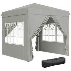OutSunny Pavillon 2.5x2.5m Wasserabweisend Stabil Winterfest Pop-up Faltpavillon Hellgrau 2.5x2.5 m