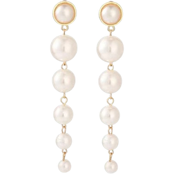 Shein 1pair Vintage Simple Design Long Tassel Earrings With Big And Pearls