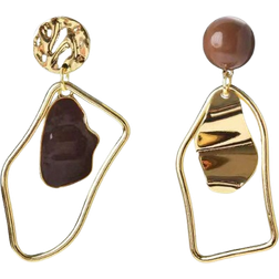 Shein 1pair Stylish Irregular Geometric Design Dangle Earrings With Resin Drop And Splice Colors, Four Seasons New Fashion Jewelry