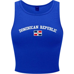 Shein Womens YK Dominican Republic Flag Cropped Tank Top Summer