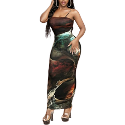 Shein SXY Elegant Sexy Fitted Maxi Marble Print Cami Dress Homecoming Dress,Summer Dresses For Women