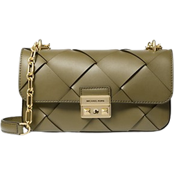 Michael Kors Tribeca Small Woven Leather Shoulder Bag - Green