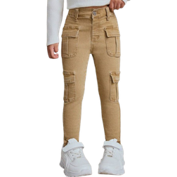 Shein Toddler Girls Khaki Denim Stretch Skinny Cargo Pants