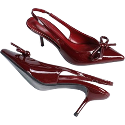 Shein Women's Party Heels, Bow Decor High Heels, Burgundy Elegant, Wine Glass Pointed Toe Pumps, High Stiletto Heels, Fashion Vintage Spring/Autumn Slip-On Pointed Toe Pumps Valentines