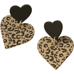 Shein Leopard Pattern Heart Drop Earrings