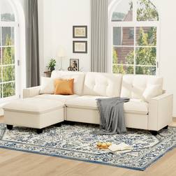 Ebern Designs Multi Color L Shaped Sectional 100.4 in Sofa 100.4" 5pcs 4 Seater