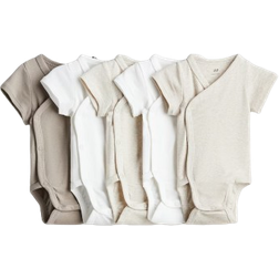 H&M Cotton Bodysuits 5-pack - Beige/White (0827318018)