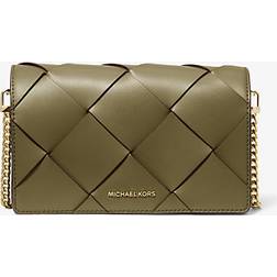 Michael Kors MK Jet Set Medium Woven Leather Crossbody Bag - Green