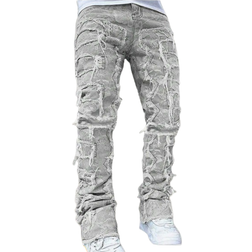 Shein Patchwork Fringed Casual Jeans - Tween Boy's