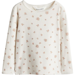 H&M Hvid Ribbet Top i Bomuld