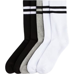 H&M Ribbed Terry Socks 5-pack - Black/White (1183642001)