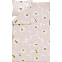 Marimekko Unikko Bäddset 150x210 cm Vit/Rosa/Beige Påslakan Beige, Vit, Rosa (210x150cm)
