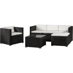 Juskys Polyrattan Lounge Lounge-Set, 1 Tisch einschl. 1 Stühle & 1 Sofas