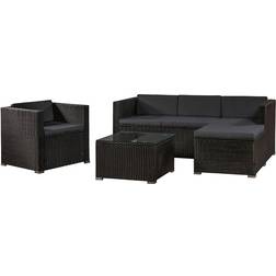 Juskys Punta Cana L - Black, Grey Loungesæt, 1 borde inkl. 1 stole & 1 sofaer