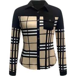 Shein Casual Plaid Patchwork Shirt - Autumn