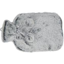 Country Club Tipped Fur Hot Water Bottle With Luxury Faux Fur Grey Cover