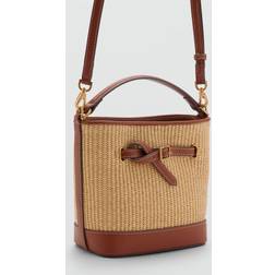 Mango Sac Seau Effet Raphia - Marron Moyen