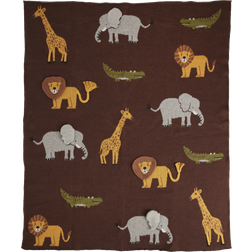 Rice Knitted Baby Blanket with Animals and 3D Details