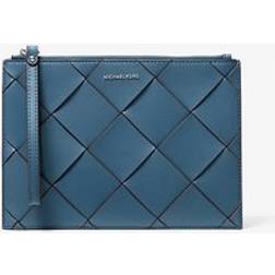 Michael Kors MK Jet Set Travel Extra-Large Woven Leather Wristlet - Blue
