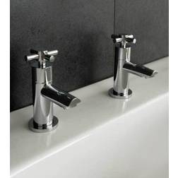 Nes Home Chrome Twin Hot and Cold Bath Taps Silver