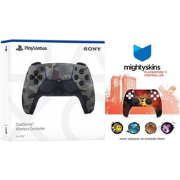 Sony PlayStation 5 DualSense Wireless Controller with MightySkins Custom Decal Skin Voucher Gray Camo