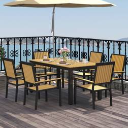 OutSunny 6 Seater Aluminium Garden Natural Patio Dining Set