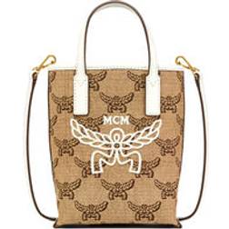 MCM Himmel Crossbody In Lauretos Raffia Jacquard - Beige
