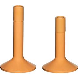 Hübsch Kindred Lysestage Sæt Af 2 Orange Lysestage 18cm 2stk