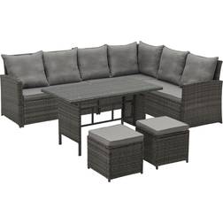 Svita Monroe Garten-Lounge Set Polyrattan Grau Lounge-Set