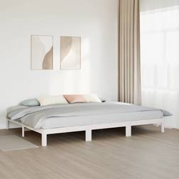 vidaXL Solid Wood without Mattress 240 x 200 cm - White Frame Bed