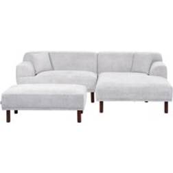 Beliani Ecksofa Holt Stoff Hellgrau 3-Sitzer Linksseitig Sofa