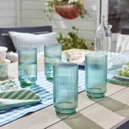 Dunelm Ribbed Acrylic Glass - Green Tumbler