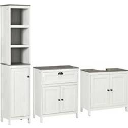 kleankin Bathroom Furniture Set with Adjustable Shelves Antique White One Size